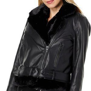 [BLANKNYC] Vegan Leather Moto Jacket With Removeable Faux Fur Vest